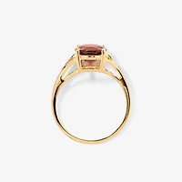 Oval Garnet Ring with Diamond Accents 10K Yellow Gold