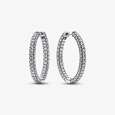 Pandora Timeless Pave Single-Row Hoop Earrings | 293016C01