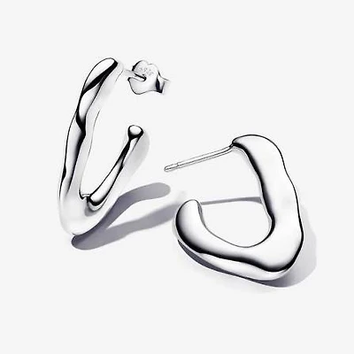 Pandora Silver Organically V-shaped Open Hoop Earrings | 293290C00
