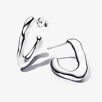 Pandora Silver Organically V-shaped Open Hoop Earrings | 293290C00