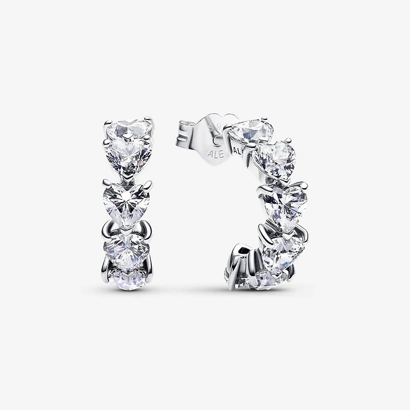Pandora Sparkling Hearts Open Hoop Earrings | 293657C01