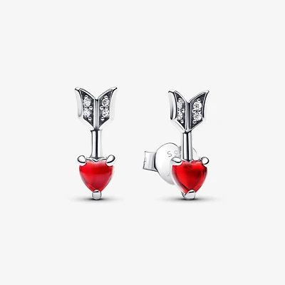 Pandora Arrow & Murano Glass Heart Stud Earrings | 293668C01