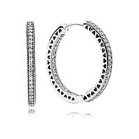 Pandora Sparkle & Hearts Hoop Earrings | 296319CZ