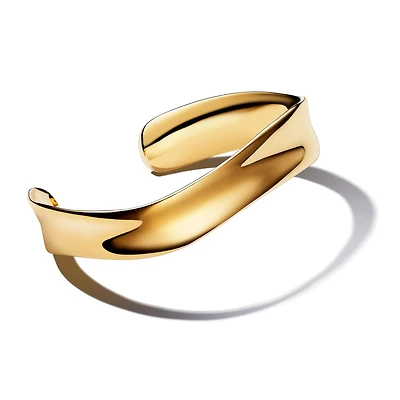 Pandora Gold Organically Shaped Broad Open Bangle | 563302C00-S2
