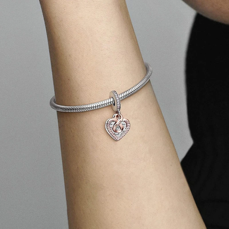 Pandora Two-tone Infinity Heart Double Dangle Charm | 782641C01