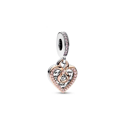 Pandora Two-tone Infinity Heart Double Dangle Charm | 782641C01