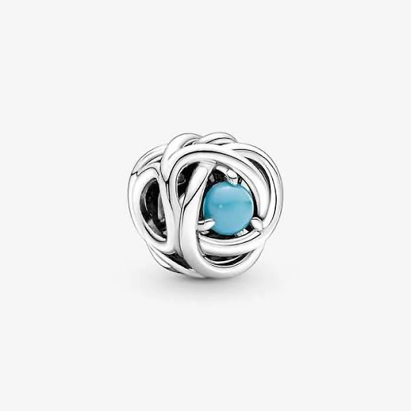 Pandora Eternity Circle Turquoise Blue Birthstone December Sterling Si