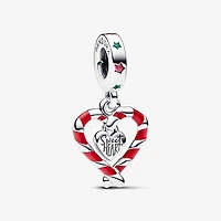 Pandora Double Candy Cane Heart Christmas Dangle Charm | 792822C01