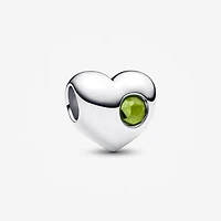 Pandora August Engravable Spring Green Stone Heart Charm | 794161C08