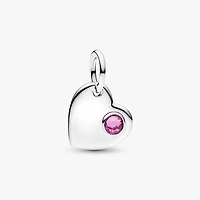 Pandora October Engravable Heart Pink Stone Dangle Charm | 794295C10