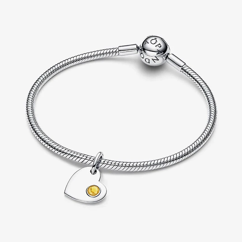 Pandora November Engravable Heart Honey Stone Dangle Charm | 794295C11