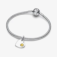Pandora November Engravable Heart Honey Stone Dangle Charm | 794295C11