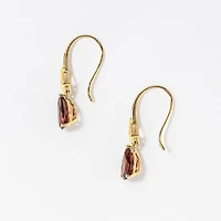 Garnet Hook Earrings with Diamond Accents in 10K Yellow Gold