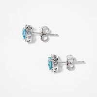 Heart Shape Blue Topaz Earrings in 10K White Gold