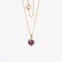 Heart Shaped Amethyst Necklace in 10K Yellow Gold