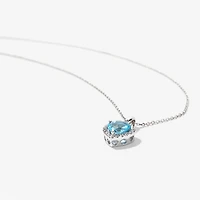 Heart Shaped Blue Topaz Necklace 10K White Gold