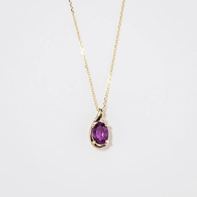 Amethyst Necklace in 10K Yellow Gold