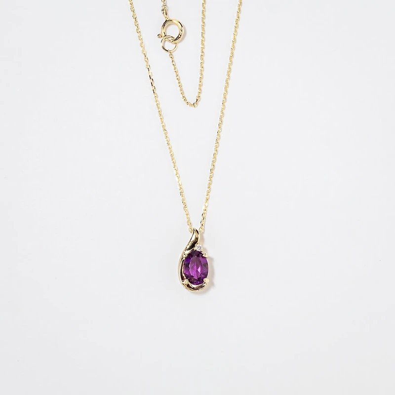 Amethyst Necklace in 10K Yellow Gold