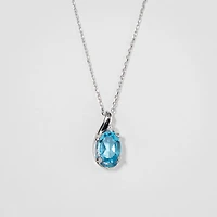 Blue Topaz Necklace in 10K White Gold