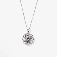 Sapphire Necklace with Diamond Accents in 10K White Gold