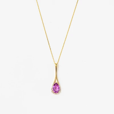 Amethyst Pendant Necklace in 10K Yellow Gold