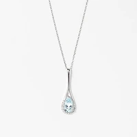 Aquamarine Pendant Necklace in 10K White Gold