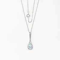 Aquamarine Pendant Necklace in 10K White Gold