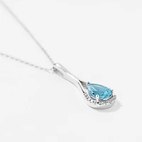 Blue Topaz Pendant Necklace in 10K White Gold