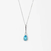 Blue Topaz Pendant Necklace in 10K White Gold