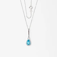 Blue Topaz Pendant Necklace in 10K White Gold