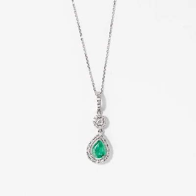 Emerald Necklace in 10K White Gold