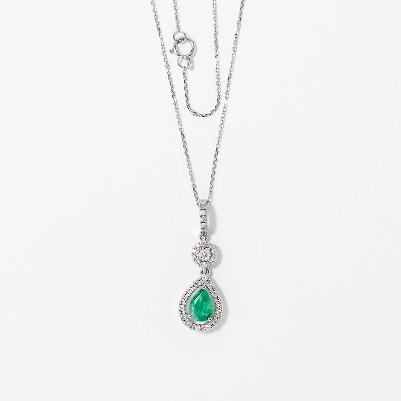 Emerald Necklace in 10K White Gold