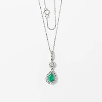 Emerald Necklace in 10K White Gold
