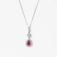 Ruby Necklace in 10K White Gold