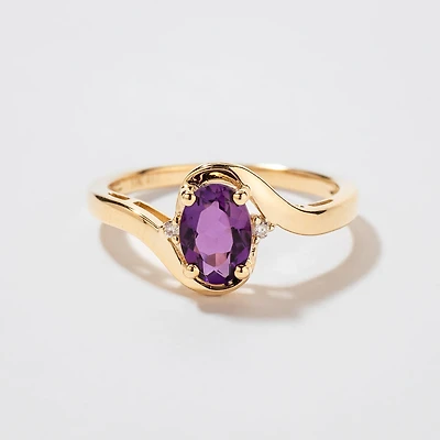 Amethyst Ring 10K Yellow Gold