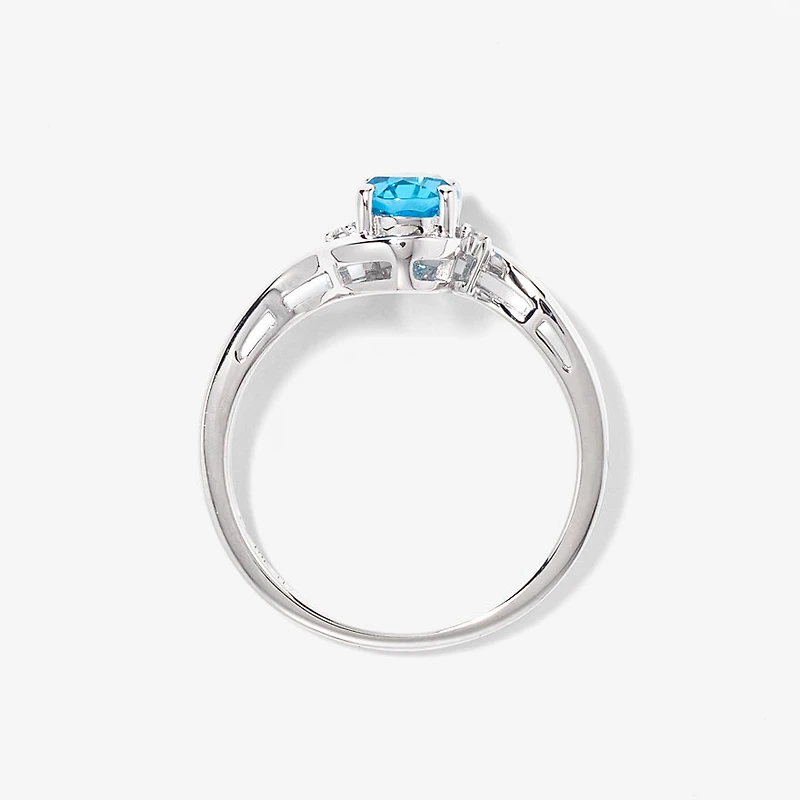 Blue Topaz Ring 10K White Gold