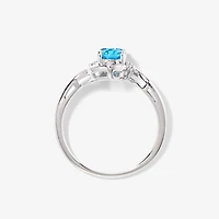 Blue Topaz Ring 10K White Gold