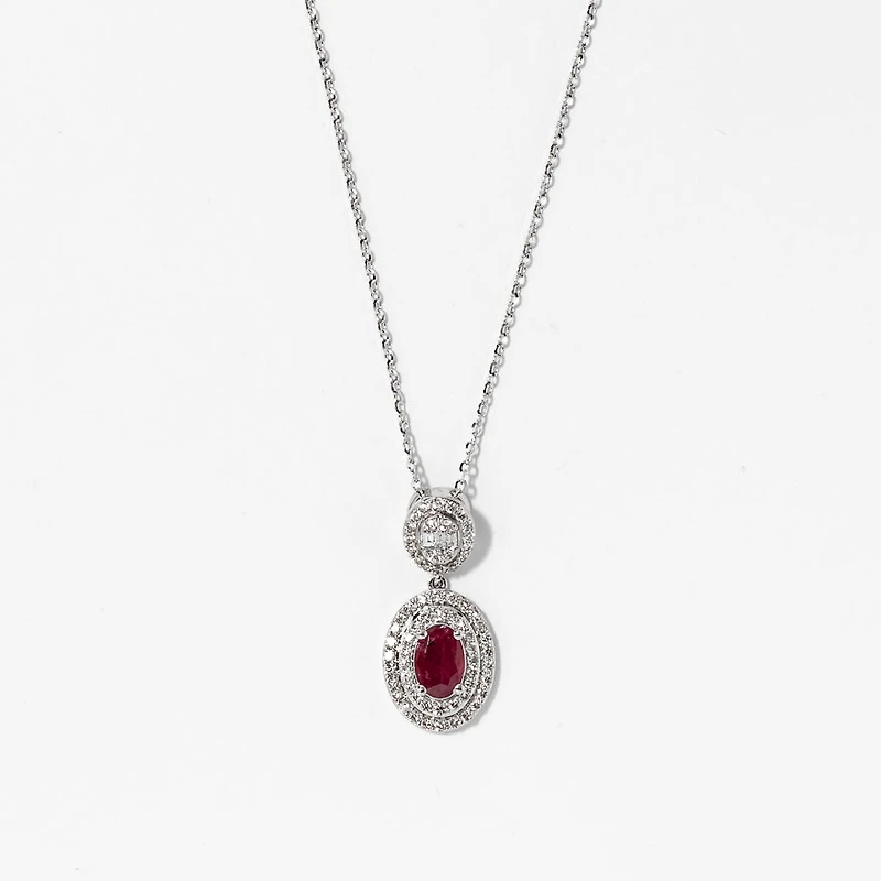 Ruby Necklace in 10K White Gold