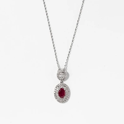 Ruby Necklace in 10K White Gold