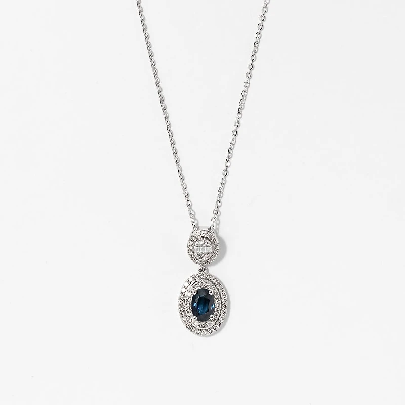 Sapphire Necklace in 10K White Gold