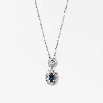 Sapphire Necklace in 10K White Gold