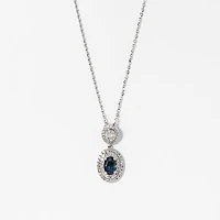 Sapphire Necklace in 10K White Gold