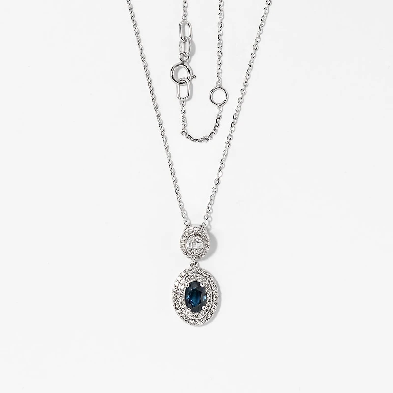 Sapphire Necklace in 10K White Gold