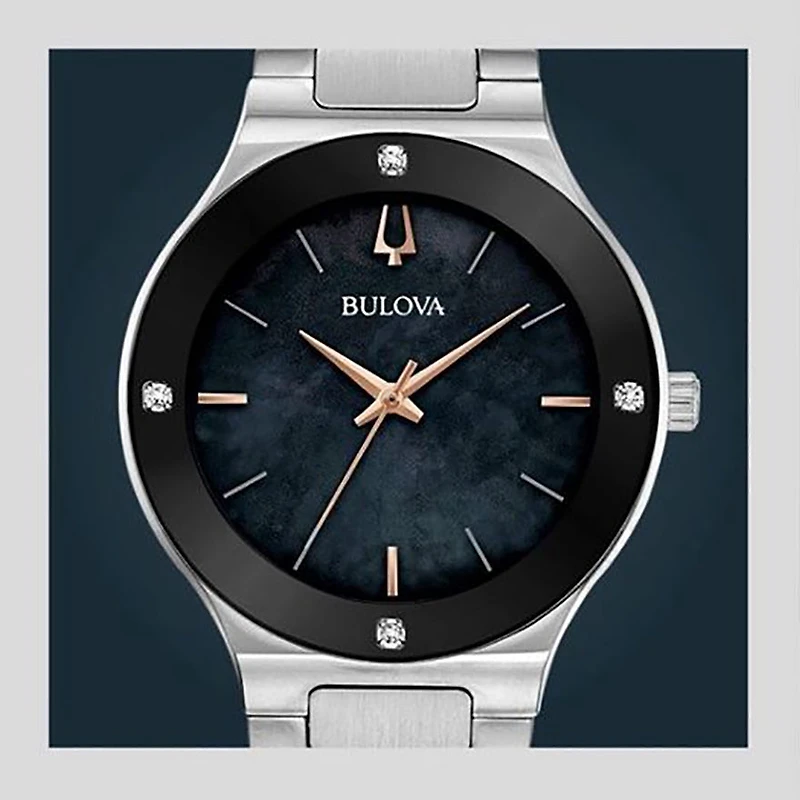 Bulova Women's Futuro Watch Featuring Black Mother Of Pearl Dial | 96R