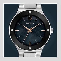 Bulova Women's Futuro Watch Featuring Black Mother Of Pearl Dial | 96R