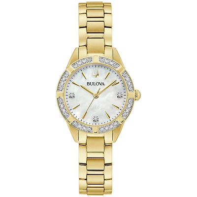 Bulova Sutton Ladies Watch Gold-Tone Mother of Pearl Dial | 98R297