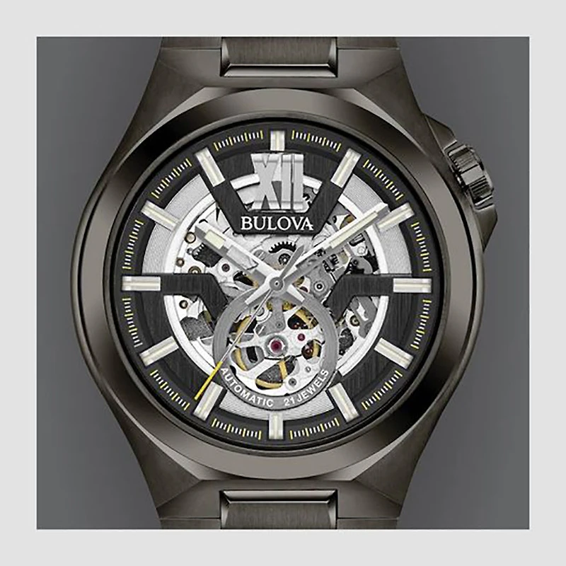 Bulova Men's Classic Automatic Watch Black Stainless Steel | 98A179