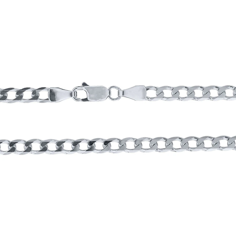3.60mm Beveled Curb Chain in Italian 10K White Gold (20”)
