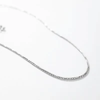 10K White Gold Diamond Cut Round 1.00mm Wheat Chain (16")