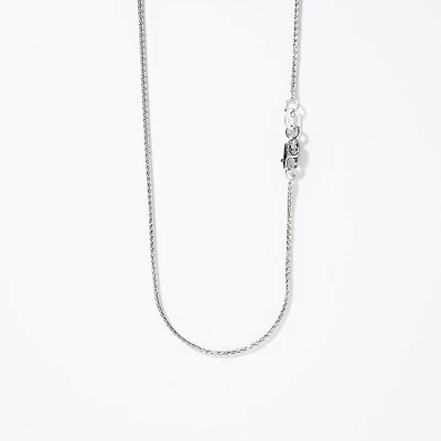 10K White Gold Diamond Cut Round 1.00mm Wheat Chain (16")